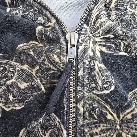 Johnny Was Hoodie Sweater Women XS Black Velour Butterfly Full Zip Bohemian Boho - Picture 8 of 12